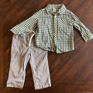 Old Navy button up and grey khaki pants set
